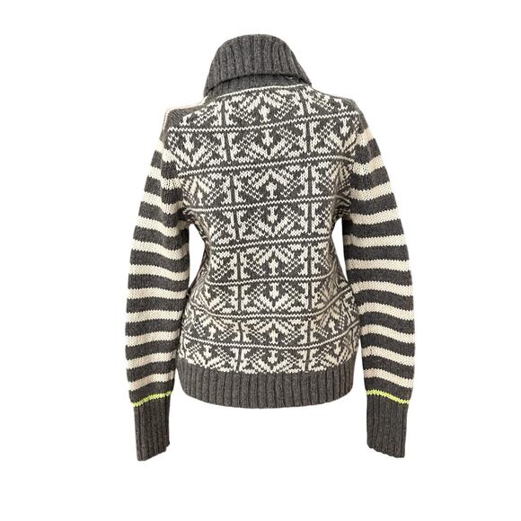 Gap Sz L Shawl Collar Cardigan Sweater Gray Lambswool Nordic Festive Holiday Ski - Picture 2 of 13